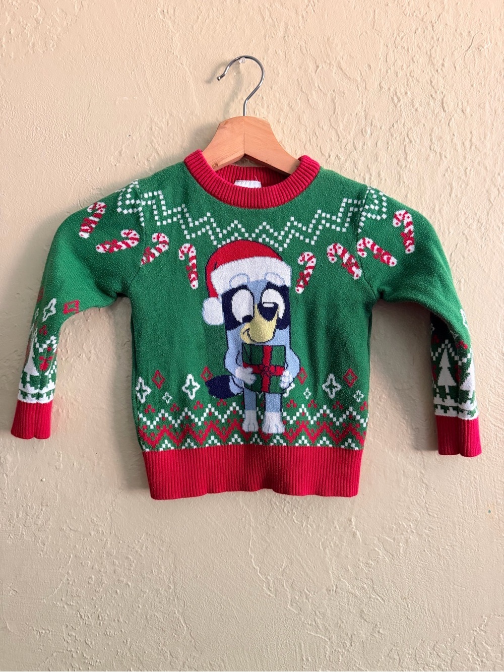 Kids Holiday Penguin Sweater - Green & Red